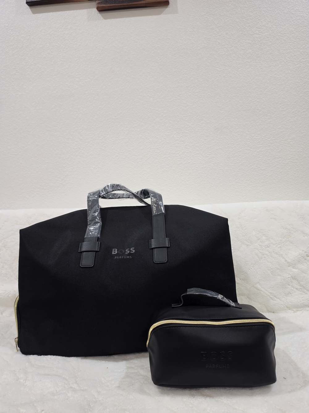 Boss Black Travel Weekender Bag with Toiletry Pouch.